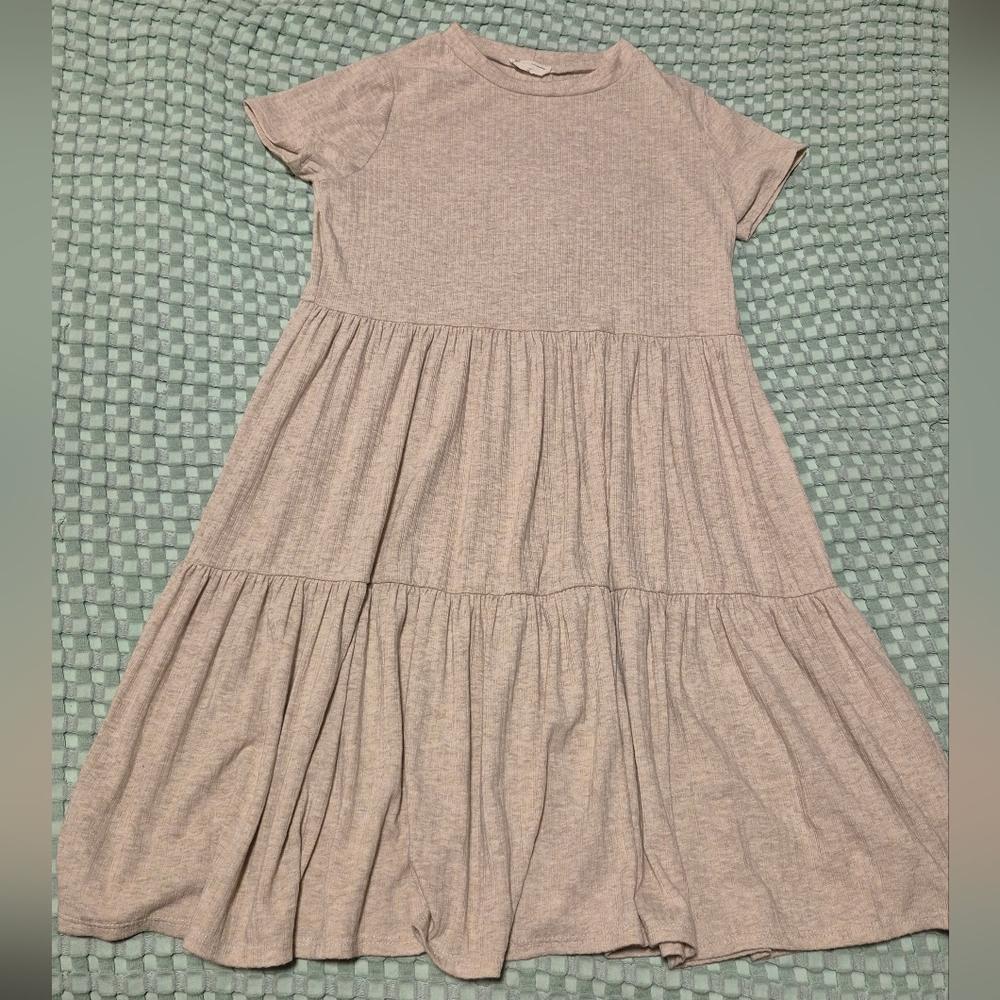 See You Monday Girls Tan Ribbed Dress